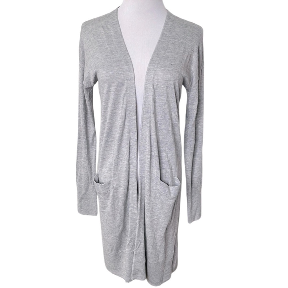 Halogen Petite Lightweight Longer Length Cashmere Blend  Open Front Cardigan